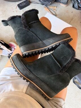 UGG Black Suede Shearling-Lined Ankle Booties